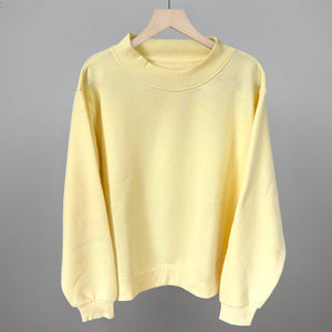Butter Yellow Oversized Fleece Mockneck
