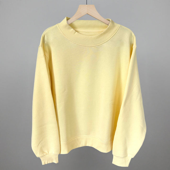 Butter Yellow Oversized Fleece Mockneck