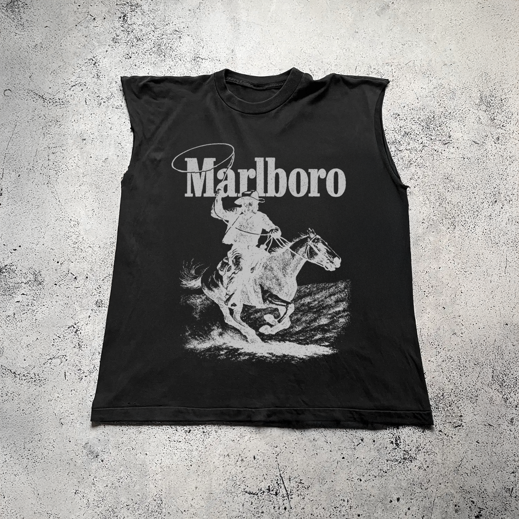 'Rugged' Man Vintage Black Cut Off Tee