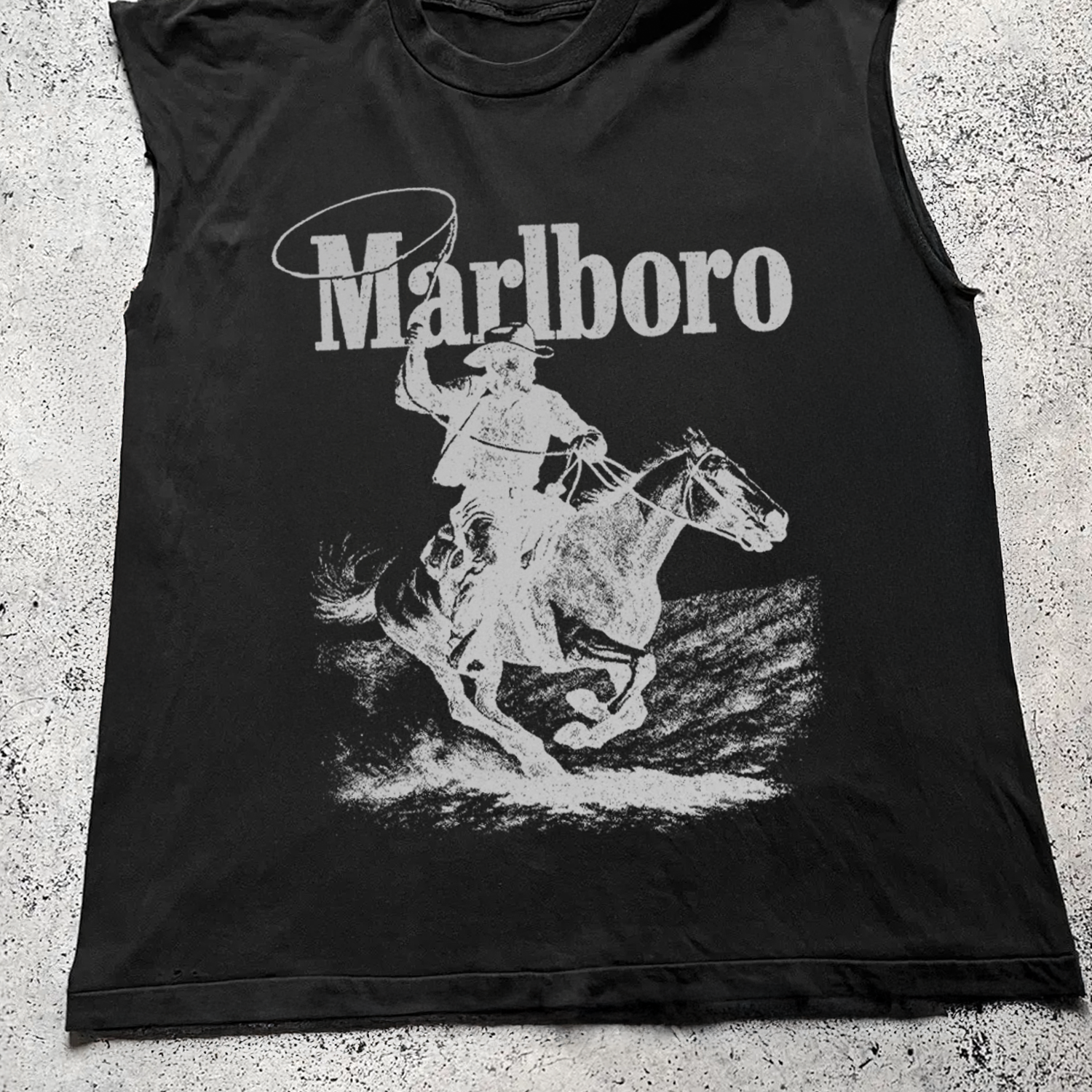 'Rugged' Man Vintage Black Cut Off Tee